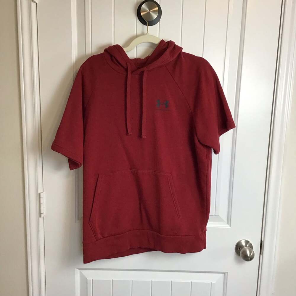 Under Armour Men's Rival Fleece Short Sleeve Pullover Hoodie Red